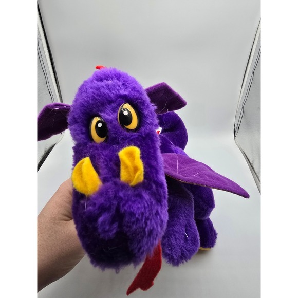 Vintage Acme 1993 Purple Dragon Plush Iridescent Wings Stuffed Animal Toy Retro - Picture 5 of 8